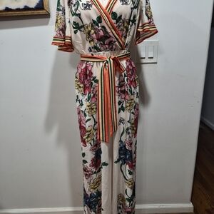 Flying Tomato Multicolor Floral Wrap Jumpsuit